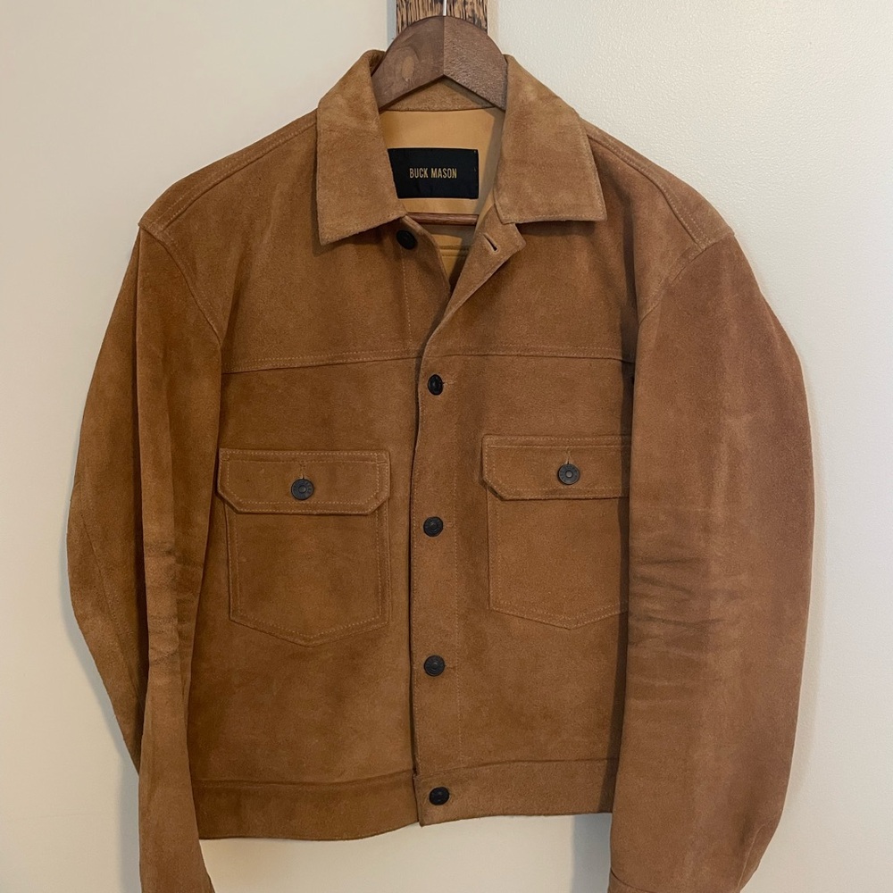 Buck Mason Brown Suede Trucker Jacket